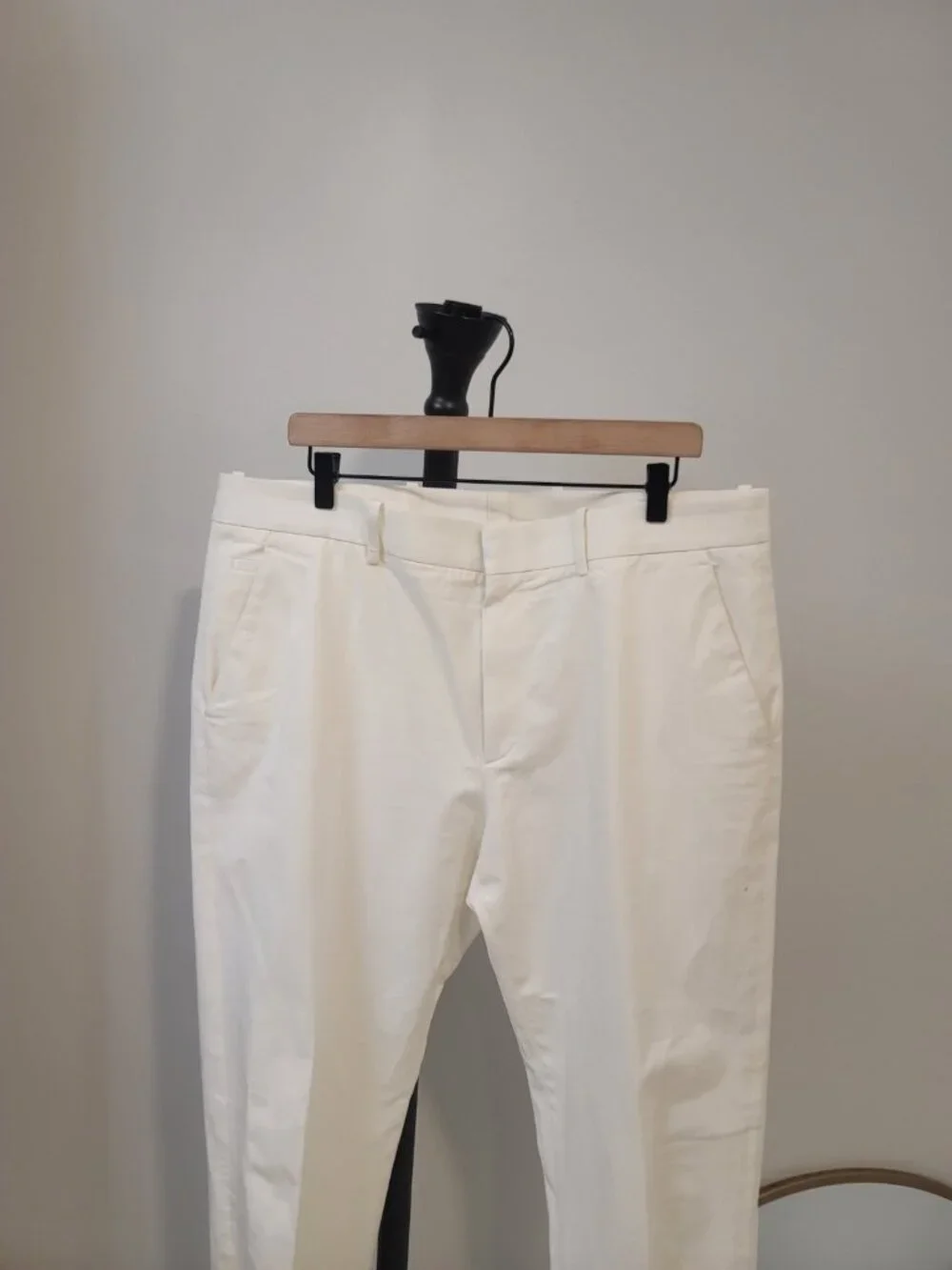 Bottega Veneta Off-white Cotton Blend Straight Leg Rolled Cuff Trousers Men's 44